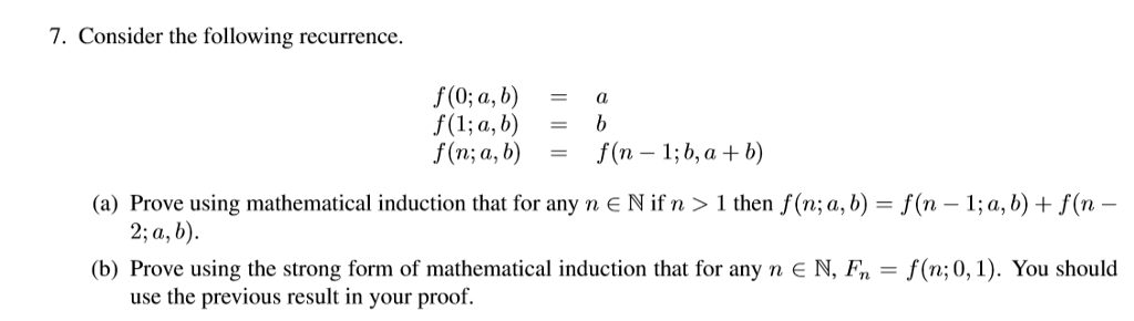 Solved 7 Consider Following Recurrence F 0 B F N B F N 1 B B Prove Using Mathematical Induction N Q