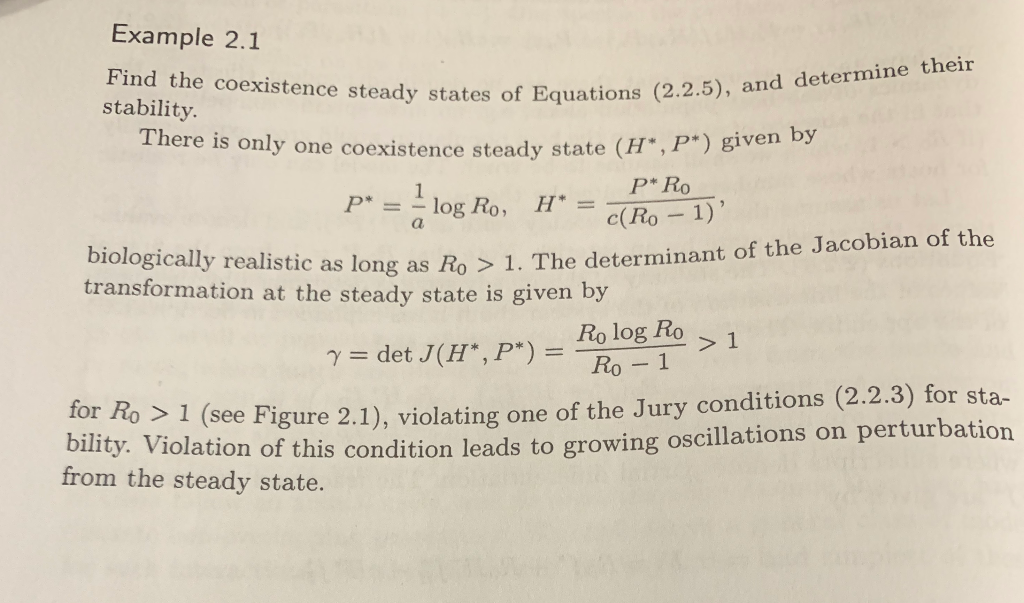 Solved Example 2 1 Find The Coexistence Steady States Of Chegg Com