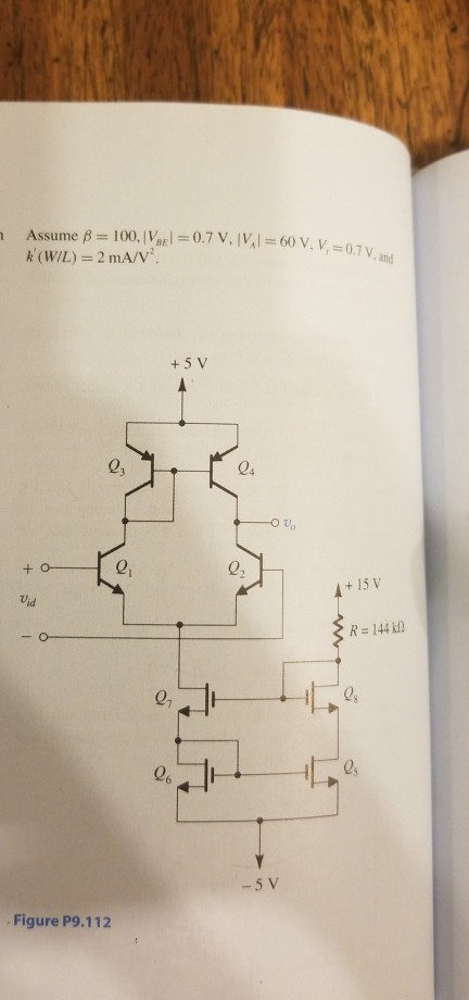 Solved Le 9 112 For The Current Mirror Loaded Differentia Chegg Com