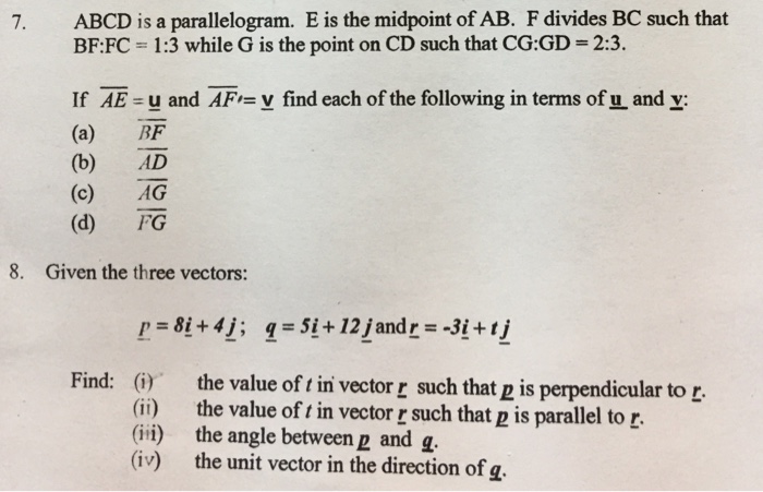 Solved 7 Abcd Is A Parallelogram E Is The Midpoint Of A Chegg Com