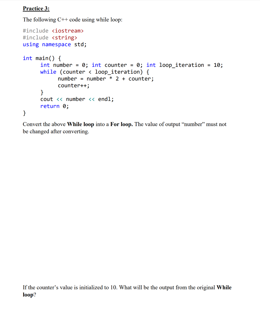 Solved Practice 3 The Following C Code Using While Loo Chegg Com