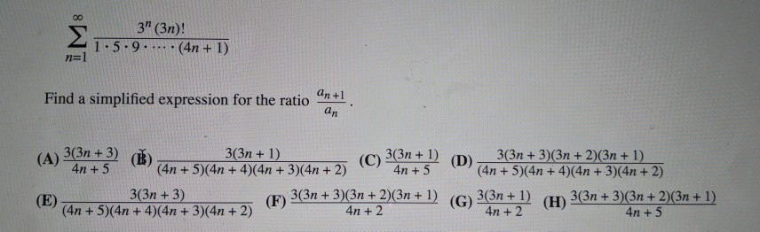 Solved 3 3n Find A Simplified Expression For The Ratio Chegg Com