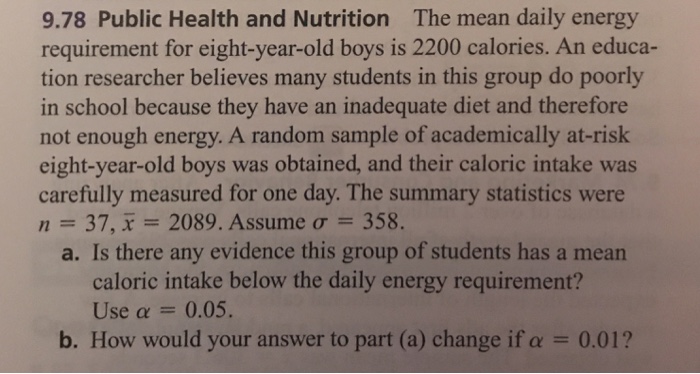 9 78 Public Health And Nutrition The Mean Daily Chegg Com