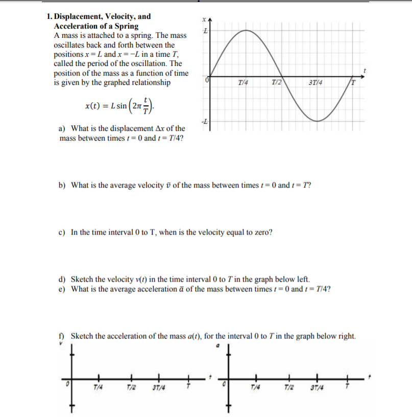 Solved 1 Displacement Velocity And Acceleration Of A S Chegg Com