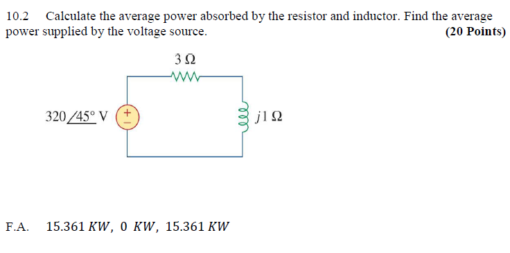 Solved 10 2 Calculate The Average Power Absorbed By The Chegg Com