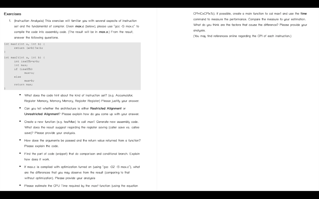 CPHICxCPlxTc). If possible, create a main function to cal max1 and use the time command to measure the performance. Compare t