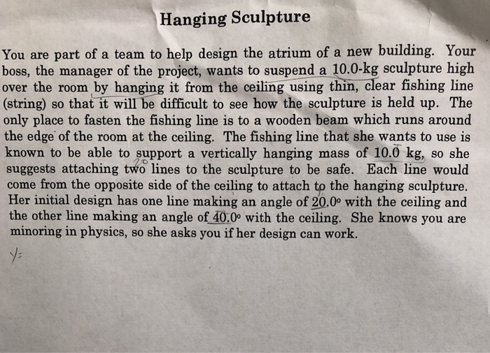Solved Hanging Sculpture You are part of a team to help