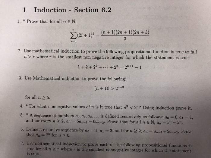 Solved 1 Induction Section 6 2 1 Prove That For All N E Chegg Com