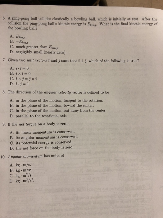 Solved 6 A Ping Pong Ball Collides Elastically A Bowling