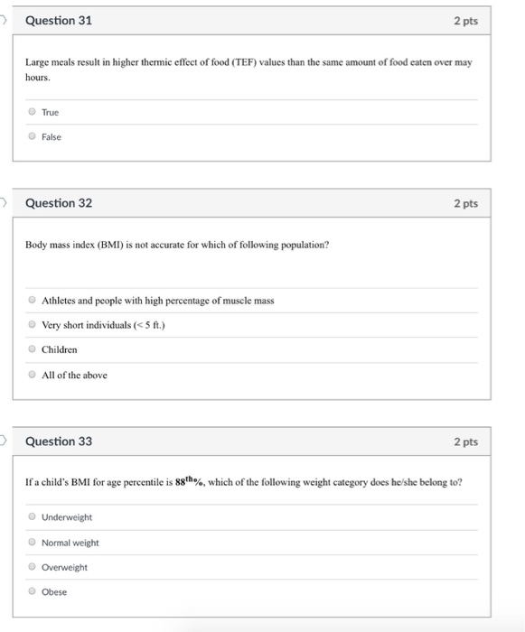 Solved 2 Pts Question 31 Large Meals Result In Higher The