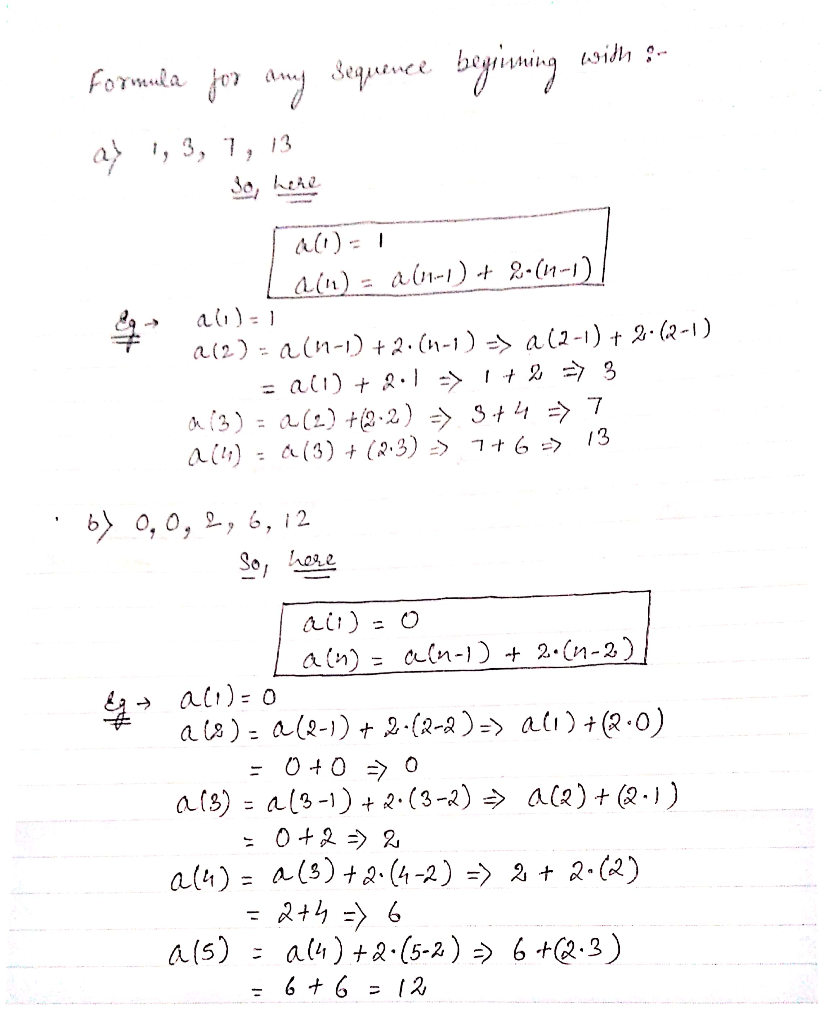 Solved Write Non Recurrent Formula Sequence Beginning 1 3