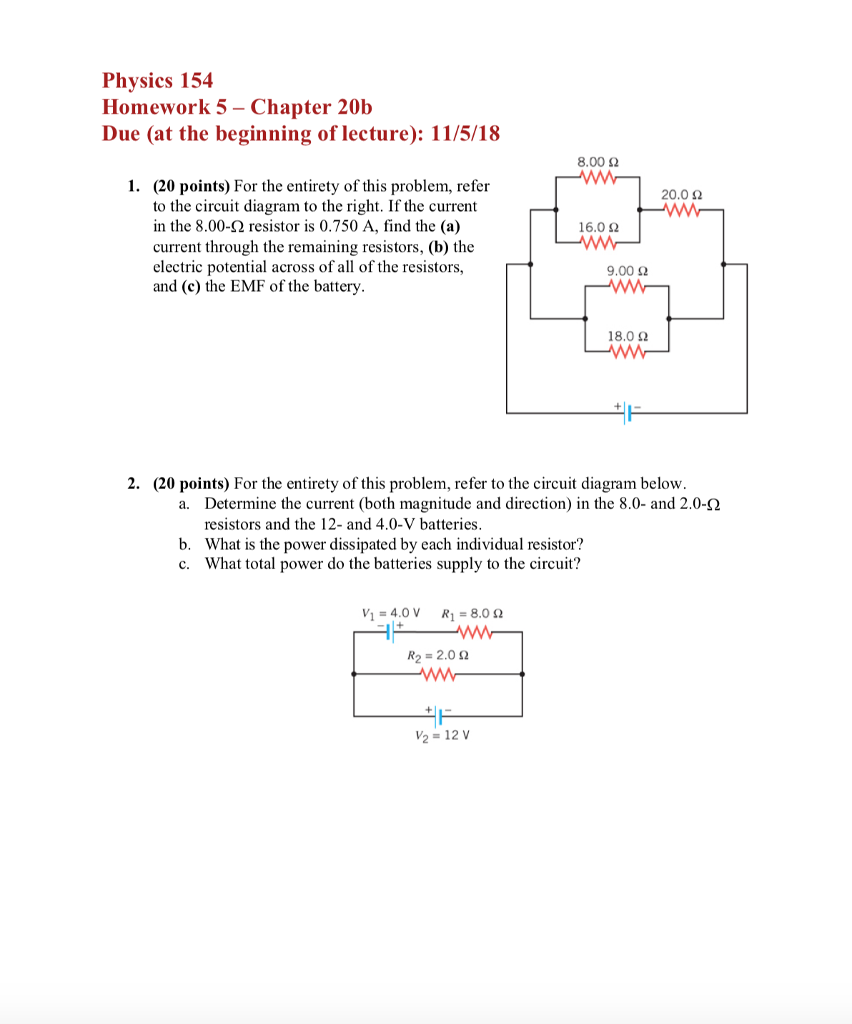 Solved Physics 154 Homework 5 Chapter b Due At The Beg Chegg Com