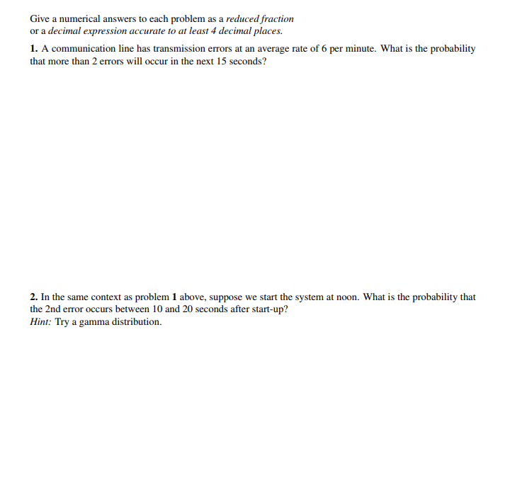 Give A Numerical Answers To Each Problem As A Reduced Fraction Or A Decimal Expression Accurate Give A Numerical Answers To Each Problem As A Reduced Fraction Or A Decimal Expression Accurate