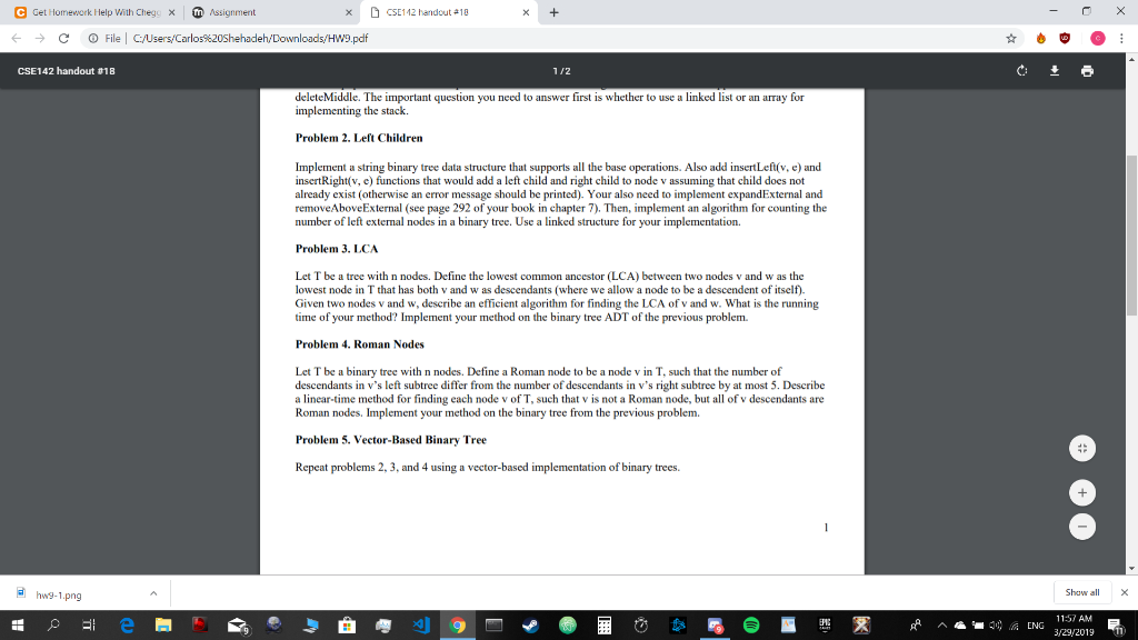 C Get Homework Help With Chego x n Assignment xCSE142 handout +10 xCSE112 C File pdf CSE 142 handout #18 1/2 deleteMiddle. Th