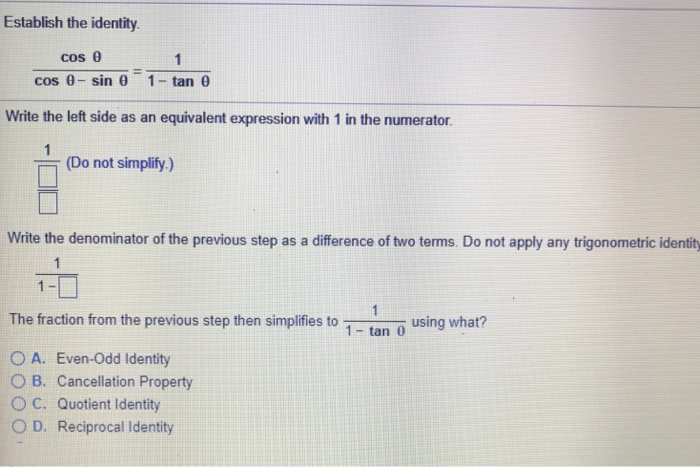 28 Tan 1 2 Establish The Identity Cos 8 A 2 0 Chegg Com