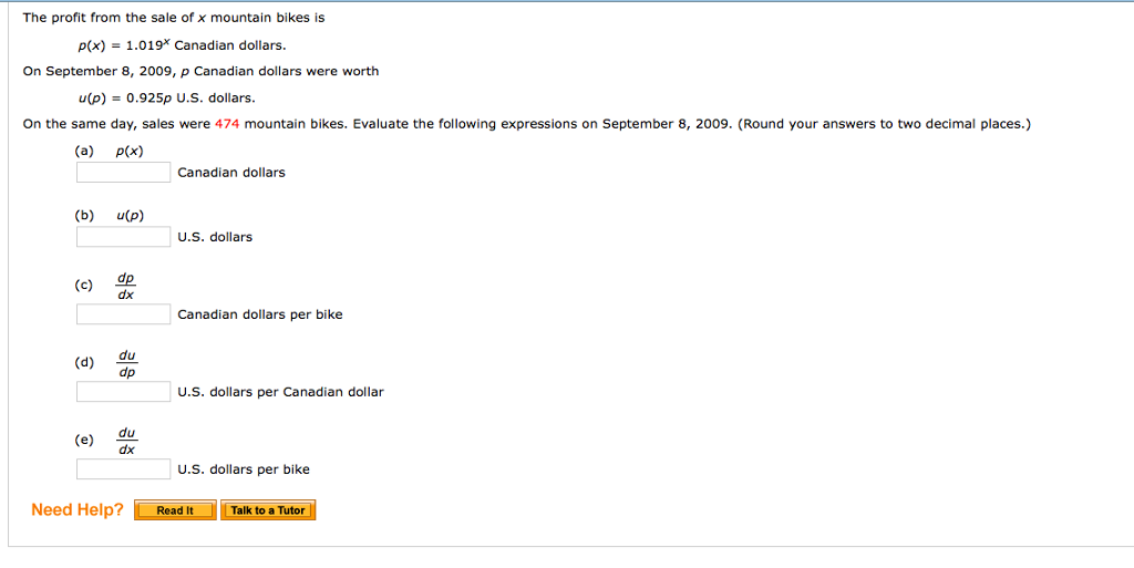 Solved The Profit From The Sale Of X Mountain Bikes Is P Chegg Com