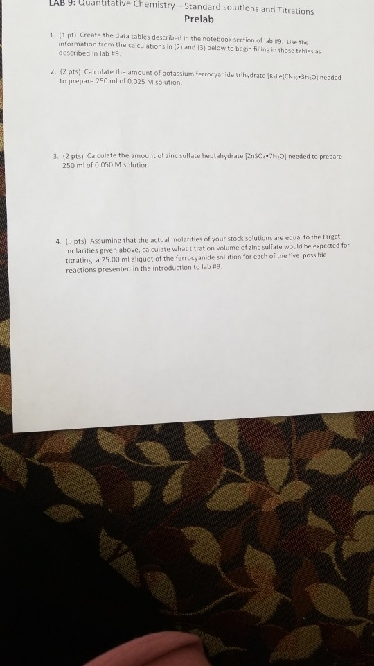 Y: Chemistry ... - Solutions Quantitative Standard LAB Solved: