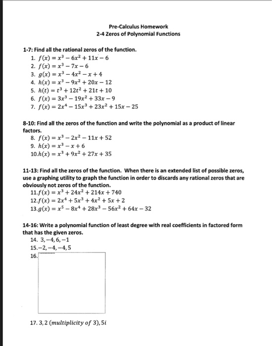 2 4 Zeros Of Polynomial Functions 1 7 Find All The Chegg Com