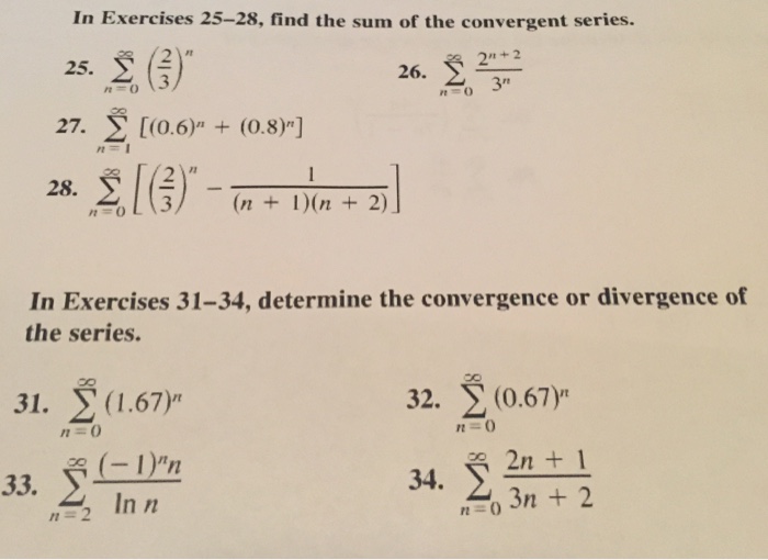 Find The Sum Of The Convergent Series Chegg Com