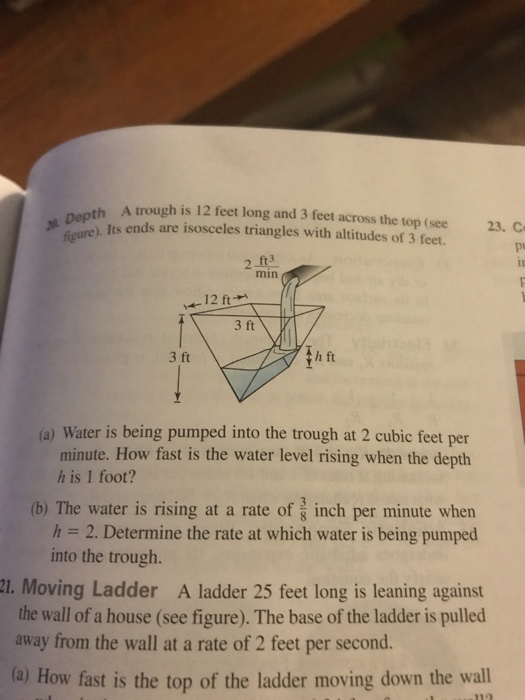 Solved Th A Trough Is 12 Feet Long And 3 Feet Across The Chegg Com