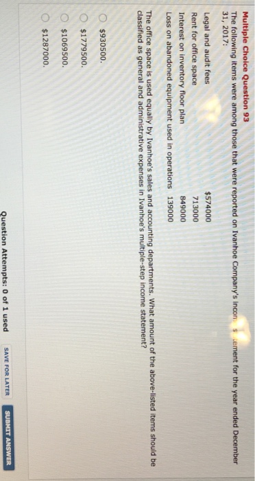 Solved Multiple Choice Question 93 The Following Items We