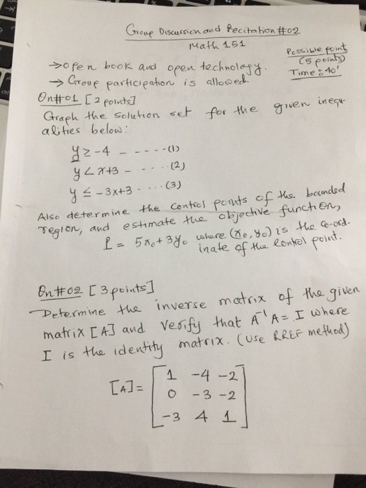 Solved Math 151 So Fe N Beok And Oren Teck Pessibie Foiw Chegg Com