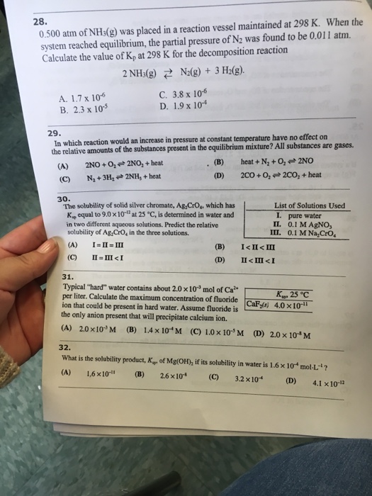 Solved 0 500 Atm Of Nh 3 G Was Placed In A Reaction Vess Chegg Com