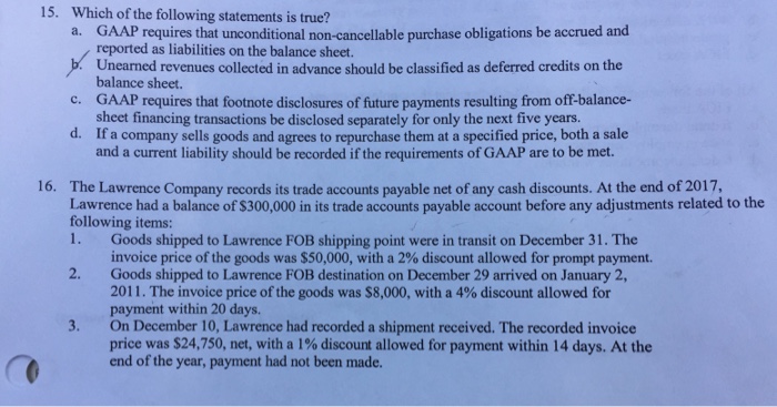 Solved 15. Which Of The Following Statements Is True? A. | Chegg.com
