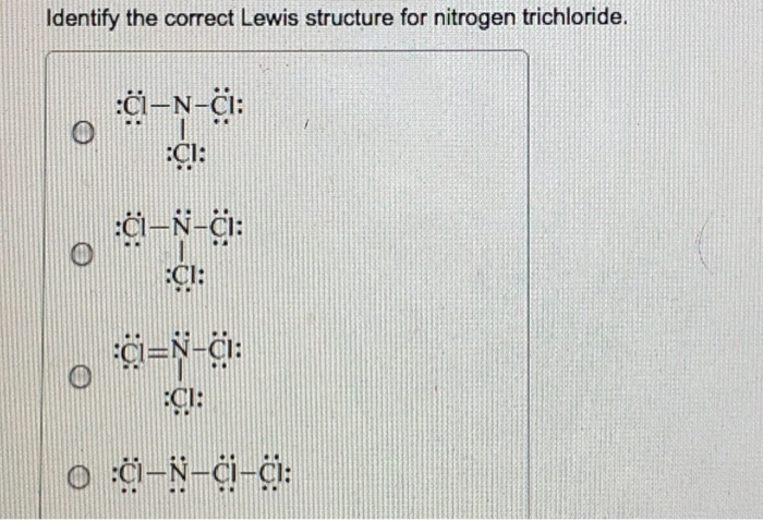 Solved Identify The Correct Lewis Structure For Nitrogen Chegg Com