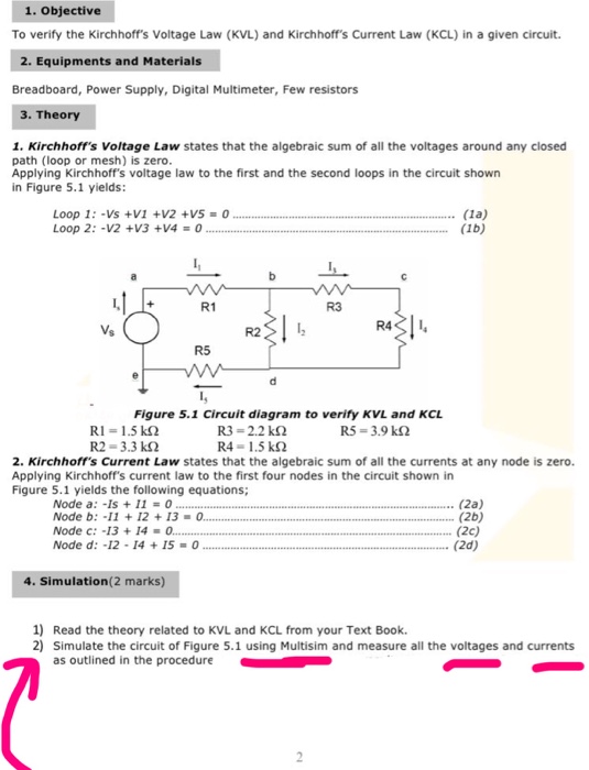 1 Objective To Verify The Kirchhoff S Voltage Law Chegg 