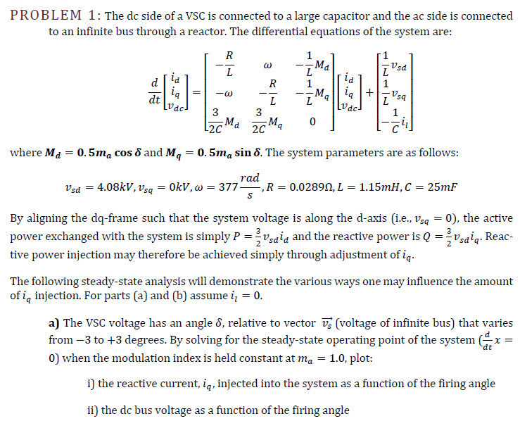 Problem 1 The Dc Side Of A Vsc Is Connected To A Chegg Com