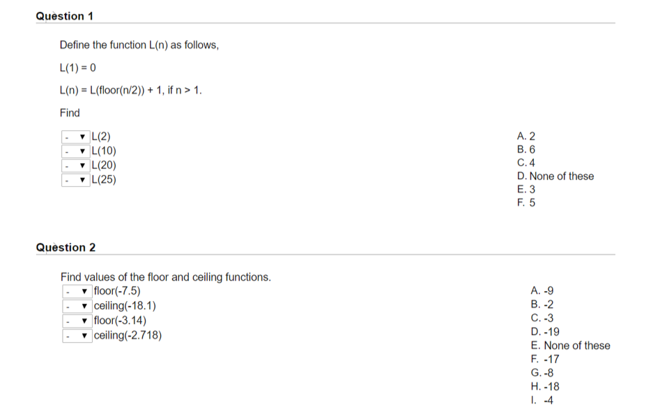 Solved Question1 Define The Function L N As Follows し 1