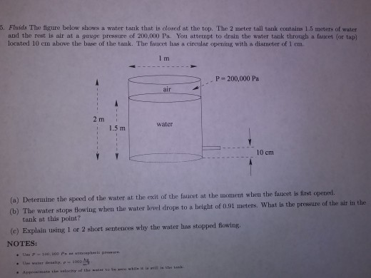 Solved Use P 100 000 Pa As Atmospheric Pressure Use Wa