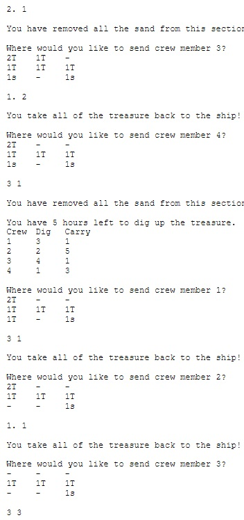 2. 1 You have removed all the sand from this sectior Where would you like to send crew ember 3? 2T 1T - 1T 1T 1T 1. 2 You tak