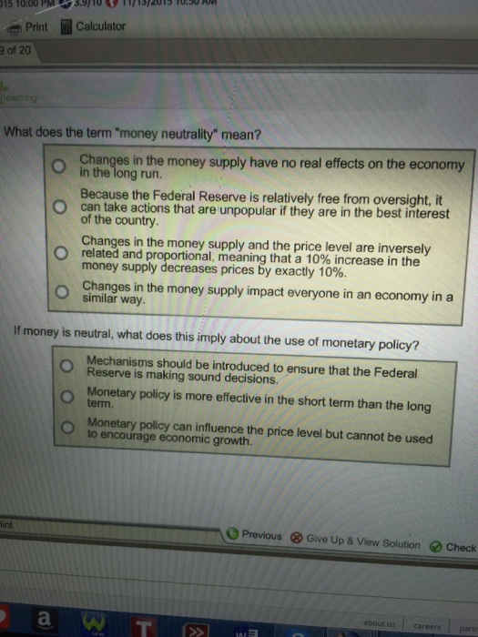 What Does The Term "money Neutrality" Mean? If Mon...