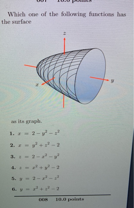 Which One Of The Following Functions Has The Surface Chegg Com