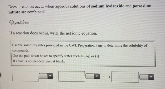 Does A Reaction Occur When Aqueous Solutions Of Chegg 