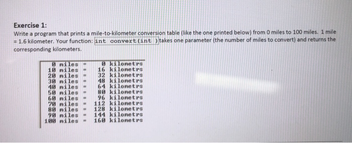 Solved Exercise 1 Write A Program That Prints A Mile To