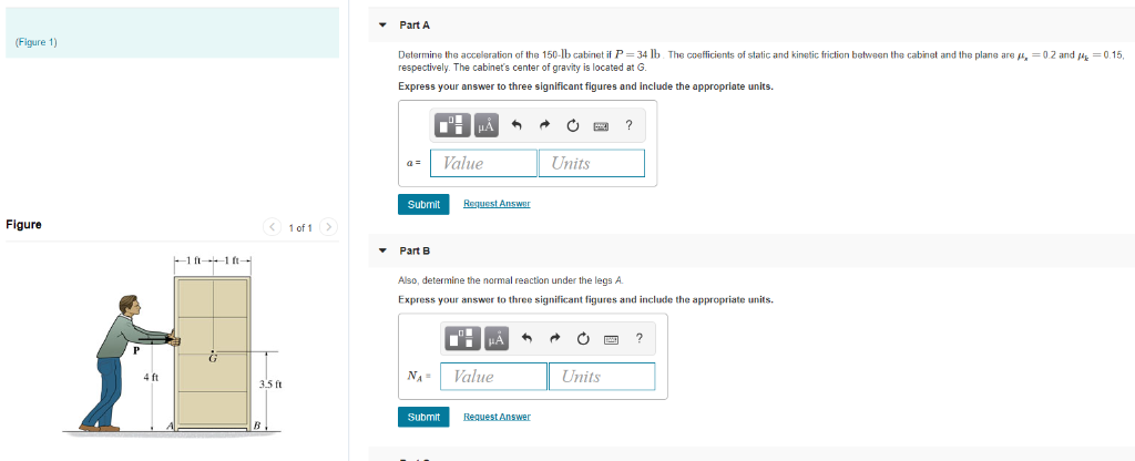 Determine The Acceleration Of The 150 Lb Cabinet If P Chegg Com