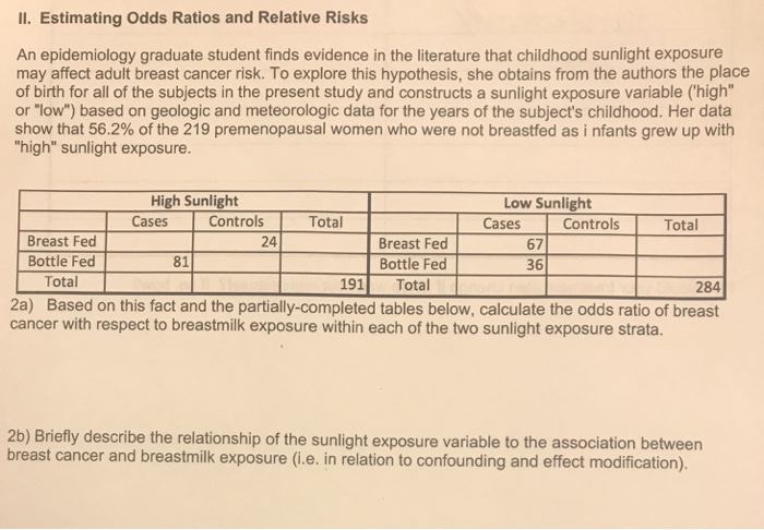 Il Estimating Odds Ratios And Relative Risks An Chegg Com