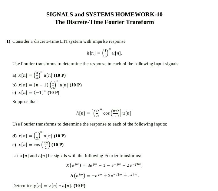 Solved Signals And Systems Homework 10 The Discrete Time Chegg Com