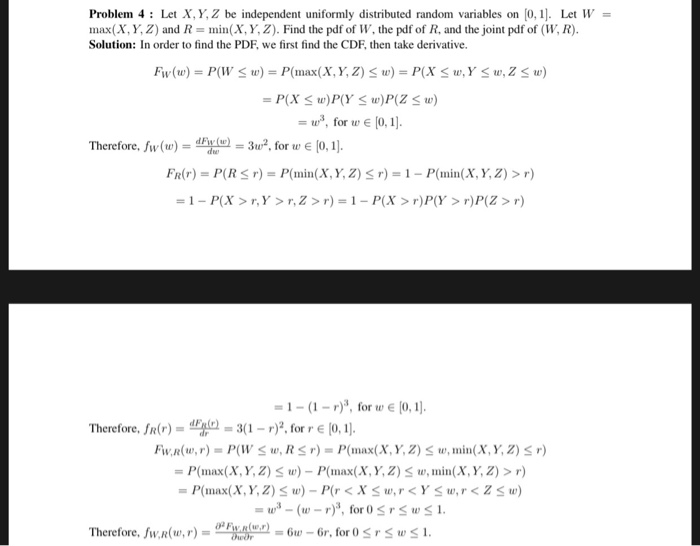 Solved Can You Explain How They Got The Pdf Of W And R I Chegg Com