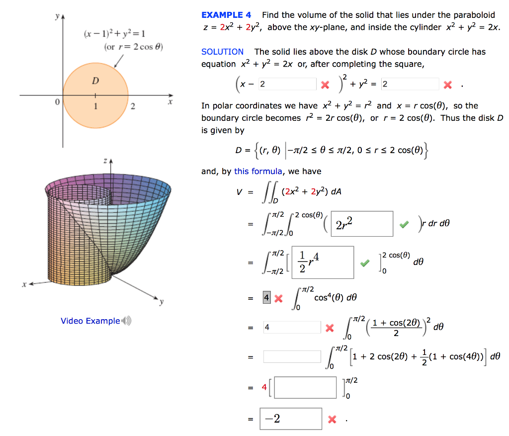 Solved Example 4 Find The Volume Of The Solid That Lies U Chegg Com