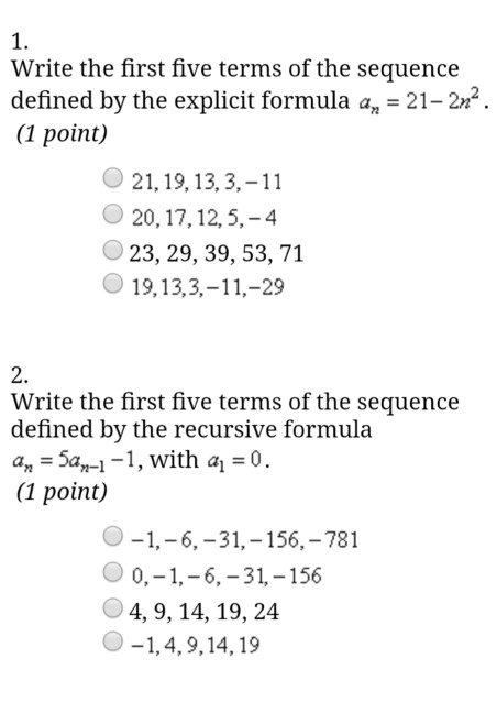 Solved 1 Write The First Five Terms Of The Sequence Defi