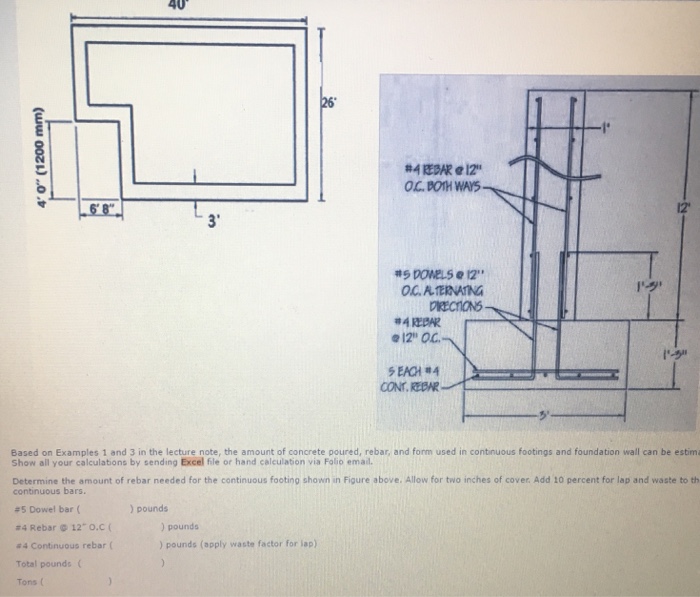 Solved Determine Amount Of Rebar Needed For The Continuous Chegg Com