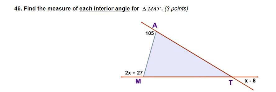 Solved 46 Find The Measure Of Each Interior Angle For D