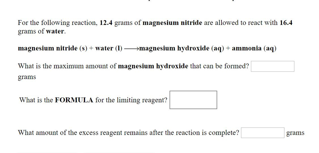 Solved For The Following Reaction, 12.4 Grams Of Magnesiu