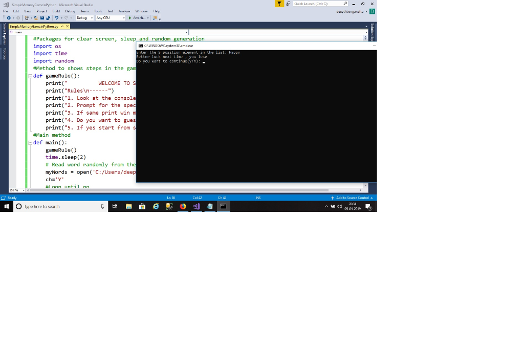 Solved Someone Write Simple Memory Game Program Python Q