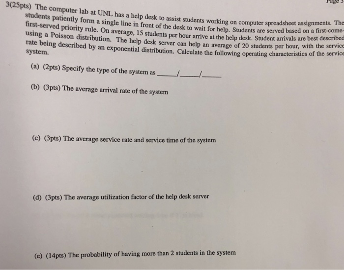 Solved Fages 3 25pts The Computer Lab At Unl Has A Help