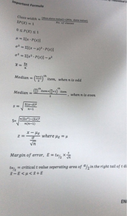 Solved Formula Class Width Zp X 1 N Cores Sater No Of Chegg Com